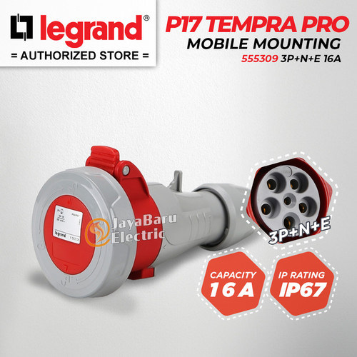 [EZM.5800940] Legrand Mobile Mounting Socket 3P+N+E / 5 Pin 16A P17 Tempra 555309