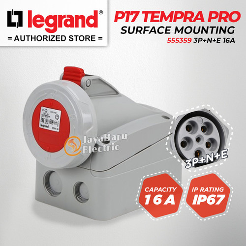 [EZM.5800942] Legrand Surface Mounting Socket 3P+N+E / 5 Pin 5Pin 16A IP67 P17 Tempra Pro 555359