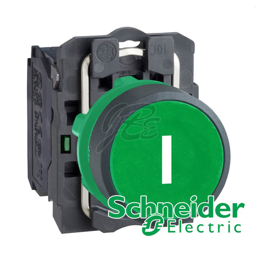 [EZM.5801048] Push Button Plastik Schneider Hijau I White Marking XB5AA3311