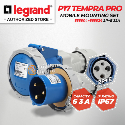 [EZM.5801080] Legrand Paket 1 Set Plug Mobile Mounting Socket 2P+E / 3 Pin 63A IP67