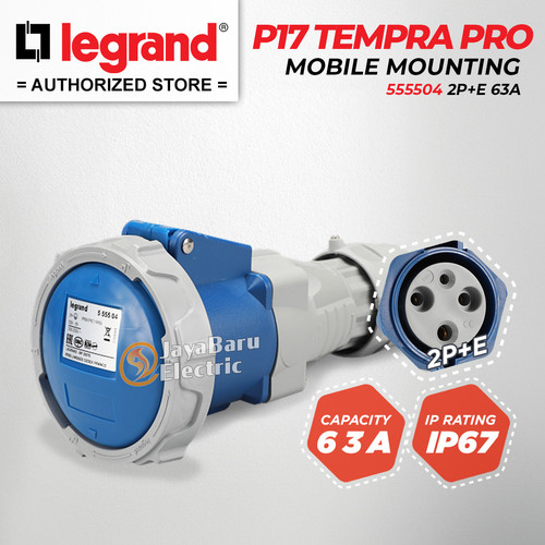 [EZM.5801084] Legrand Mobile Mounting Socket 2P+E / 3 Pin 63A P17 Tempra Pro 555504