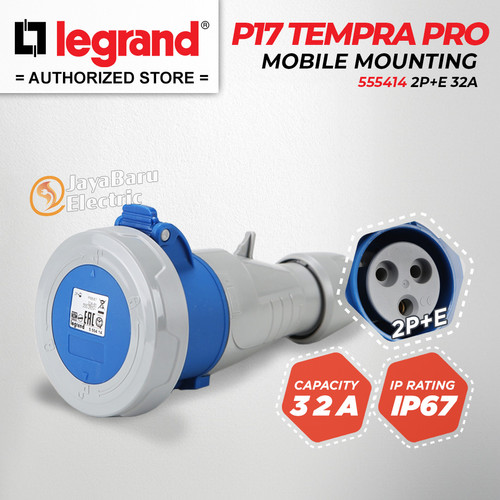 [EZM.5801091] Legrand Mobile Mounting Socket 2P+E / 3 Pin 3Pin 32A IP67 P17 Tempra Pro 555414