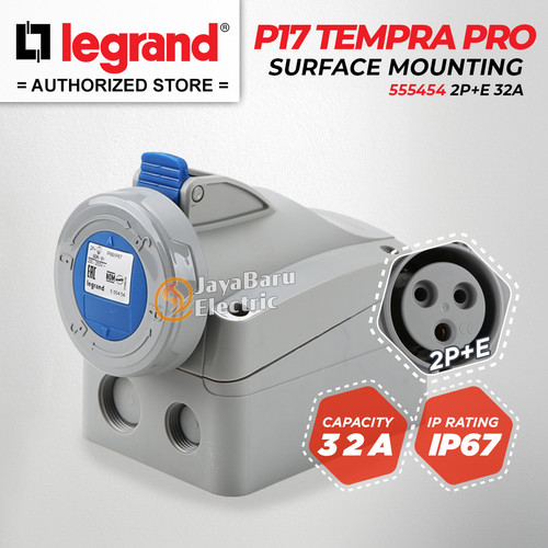 [EZM.5801093] Legrand Surface Mounting Socket 2P+E / 3 Pin 32A P17 Tempra Pro 555454