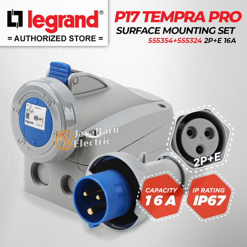 [EZM.5801096] Legrand Paket 1 Set Plug Surface Mounting Socket 2P+E / 3 Pin 16A IP67