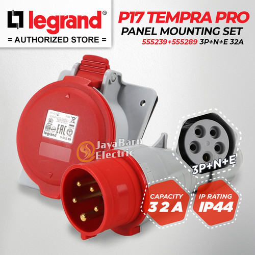 [EZM.5801101] Legrand Paket 1 Set Plug Panel Mounting Socket 3P+N+E / 5 Pin 32A IP44