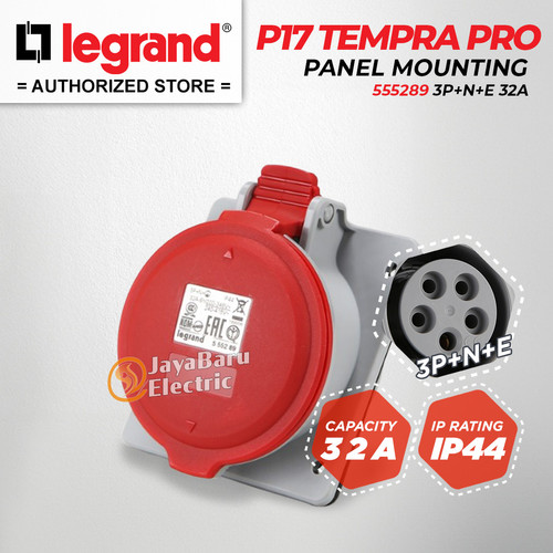[EZM.5801104] Legrand Panel Mounting Socket 3P+N+E / 5 Pin 32A P17 Tempra Pro 555289