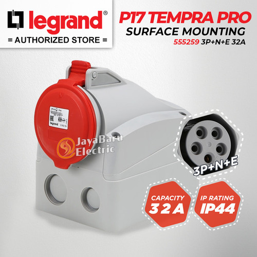 [EZM.5801105] Legrand Surface Mounting Socket 3P+N+E / 5 Pin 32A P17 Tempra 555259