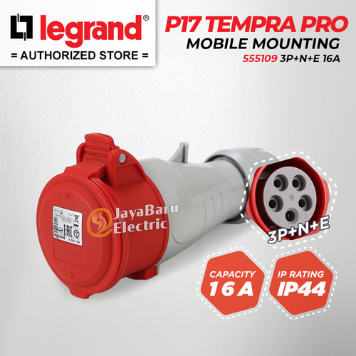 [EZM.5801117] Legrand Mobile Mounting Socket 3P+N+E / 5 Pin 16A P17 Tempra 555109