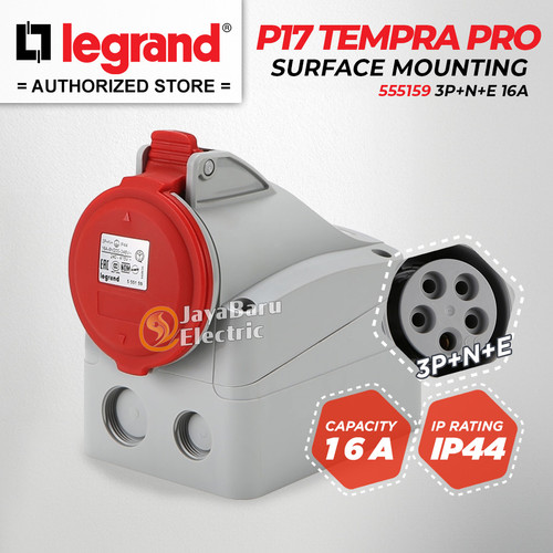 [EZM.5801119] Legrand Surface Mounting Socket 3P+N+E / 5 Pin 16A P17 Tempra 555159