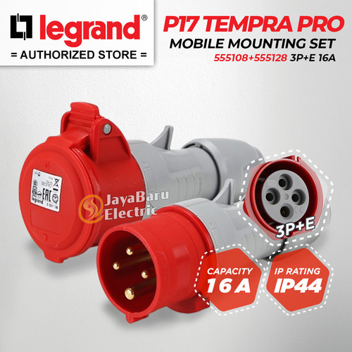 [EZM.5801120] Legrand Paket 1 Set Plug Mobile Mounting Socket 3P+E / 4 Pin 16A IP44