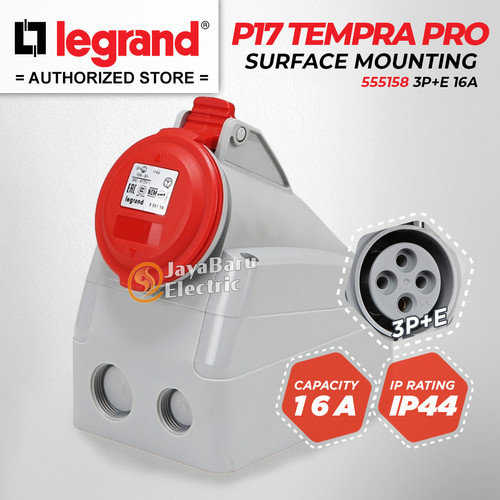 [EZM.5801126] Legrand Surface Mounting Socket 3P+E / 4 Pin 16A P17 Tempra Pro 555158