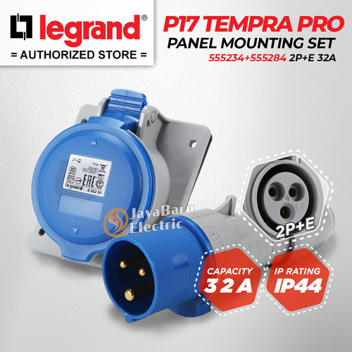 [EZM.5801128] Legrand Paket 1 Set Plug Panel Mounting Socket 2P+E / 3 Pin 32A IP44