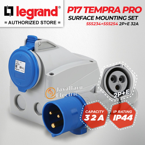 [EZM.5801129] Legrand Paket 1 Set Plug Surface Mounting Socket 2P+E / 3 Pin 32A IP44