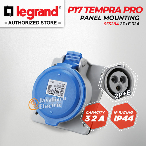 [EZM.5801132] Legrand Panel Mounting Socket 2P+E / 3 Pin 32A P17 Tempra Pro 555284