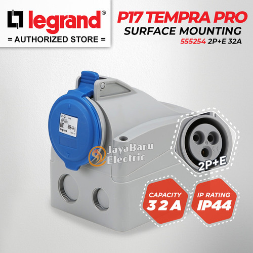 [EZM.5801133] Legrand Surface Mounting Socket 2P+E / 3 Pin 32A P17 Tempra Pro 555254