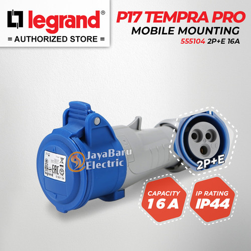 [EZM.5801138] Legrand Mobile Mounting Socket 2P+E / 3 Pin 16A P17 Tempra Pro 555104