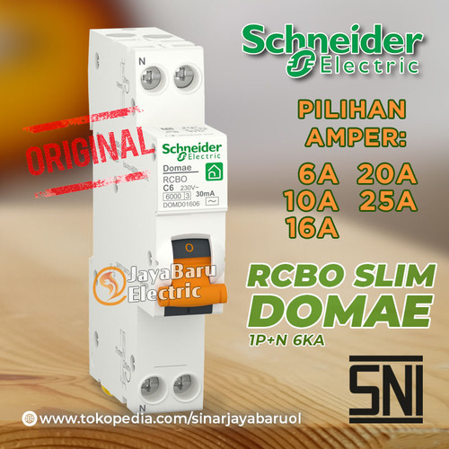 [EZM.5801141] RCCB ELCB RCBO Slim Domae Schneider 1P+N 6A 10A 16A 20A 25A 30mA