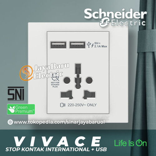 [EZM.5801289] Stop Kontak International USB Charger SCHNEIDER VIVACE