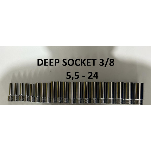 [EZM.1000002] PAKET DEEP SOCKET 3/8 KTC B3L-055W - B3L-24W KEMBANG 12 MADE IN JAPAN