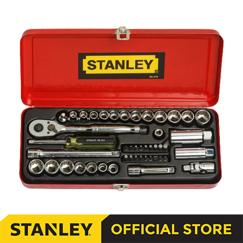 [EZM.1210028] Stanley Metric And Imperial Socket Set 3/8" 12pts 46pcs 89-516