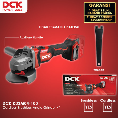 [EZM.8300004] DCK KDSM04-100 Cordless Brushless Angle Grinder / Mesin Gerinda Battery 4 inchi