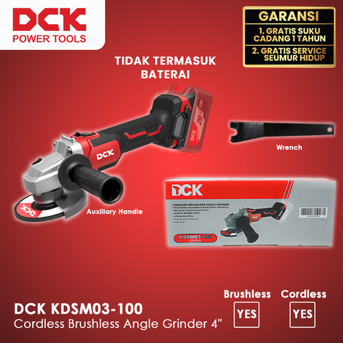 [EZM.8300033] DCK KDSM03-100EM Cordless Brushless Angle Grinder 4"