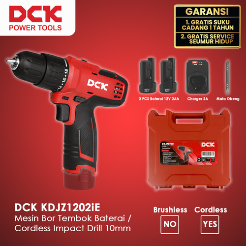 [EZM.8300064] DCK KDJZ1202iE Mesin Bor Tembok Baterai / Cordless Impact Drill 10mm