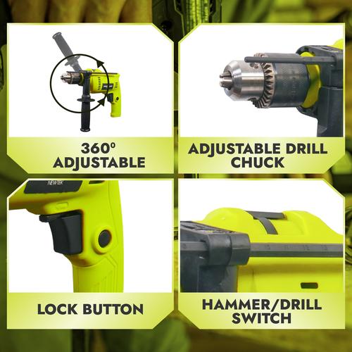 [EZM.8200005] PRO-QUIP NEWTEK Mesin Bor Impact Drill Listrik 500W Bor Beton Bor Besi QM80B