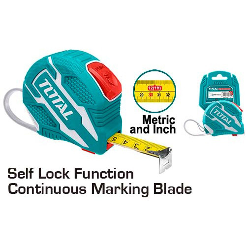 [EZM.8200451] TOTAL Total Tools - Meteran 5M/Steel Measuring Tape Tmt126251
