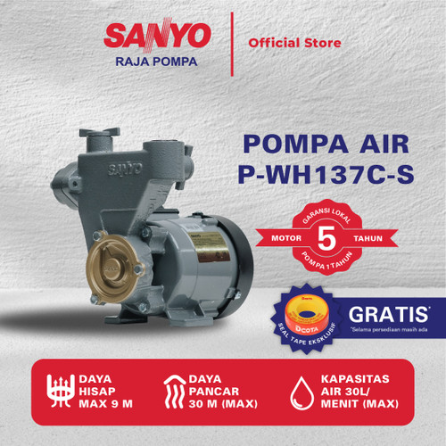 [EZM.6400027] SANYO Mesin Pompa Air Sumur Dangkal Non-Auto - P-WH137C-S