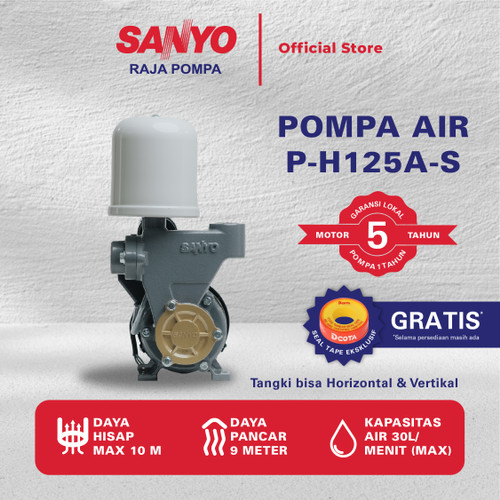 [EZM.6400041] SANYO Mesin Pompa Air Sumur OTOMATIS- P-H125A-S Horizontal & Vertikal