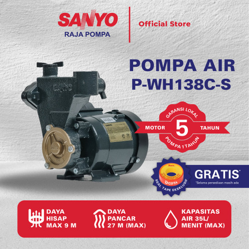 [EZM.6400042] SANYO Mesin Pompa Air Sumur Dangkal Non Auto - Shallow Well - P-WH138C
