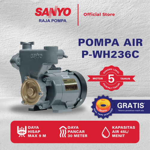 [EZM.6400049] SANYO Mesin Pompa Air Sumur Dangkal Non Auto - Shallow Well - P-WH236C