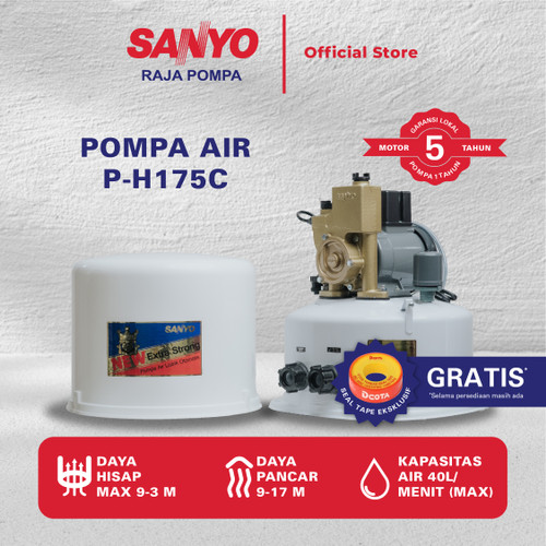 [EZM.6400050] SANYO Mesin Pompa Air Sanyo Otomatis - Shallow Well Pump - P-H175C