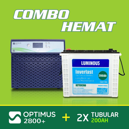 [EZR.3000008] Combo LUMINOUS inverter optimus 2800+ dan Baterai VRLA / Tubular / Tubular Gel