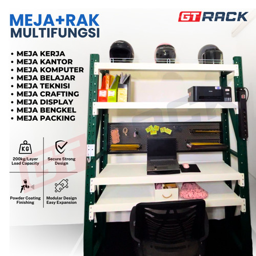 [EZO.8900001] MEJA KERJA ALL IN ONE GT RACK / MEJA KANTOR / MEJA BELAJAR - 200KG 4 SUSUN LEBAR 40CM