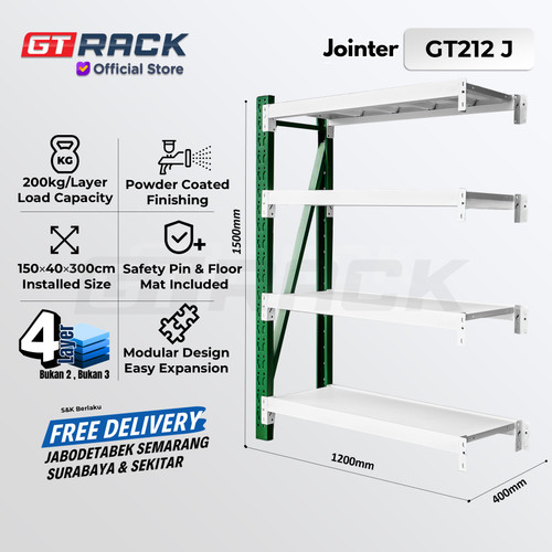[EZO.8900016] RAK GUDANG BESI GT RACK GT212 – WAREHOUSE RACK 200KG TINGGI 4 SUSUN 1.5 METER LEBAR 40CM PANJANG 1.2M