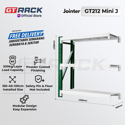 [EZO.8900017] RAK GUDANG BESI GT RACK GT212 MINI – WAREHOUSE RACK 200KG TINGGI 3 SUSUN 1.2 METER LEBAR 40CM PANJANG 1.2M