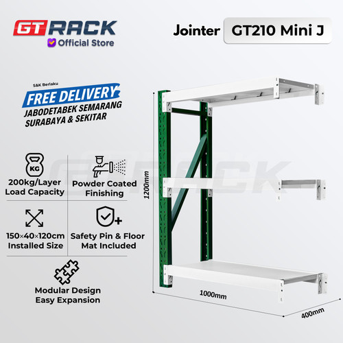 [EZO.8900022] RAK GUDANG BESI GT RACK GT210 MINI – WAREHOUSE RACK 200KG TINGGI 3 SUSUN 1.2 METER LEBAR 40CM PANJANG 1M