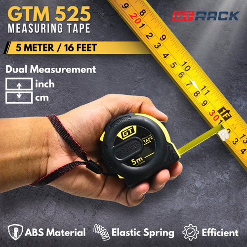 [EZO.8900023] GT RACK TAPE MEASURE 5 METER - METERAN KARET GTM525 ABS PEGAS ELASTIS - 5 M x 25 MM