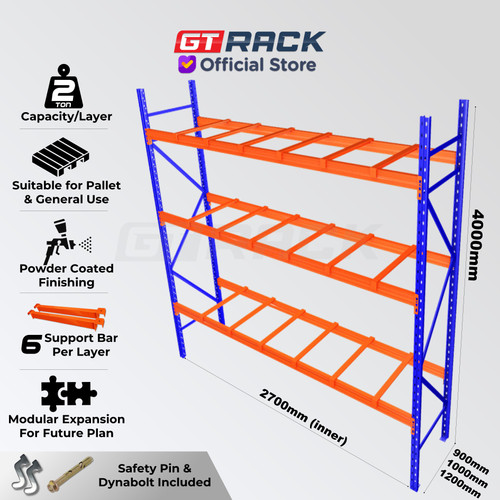 [EZO.8900057] STARTER RAK GUDANG PALET AYORACK 2 TON 4 METER RAK PALLET HEAVY DUTY P270CM - AI20-27040S