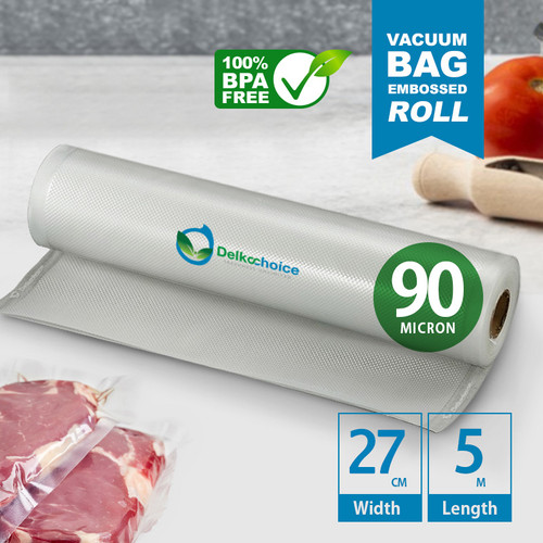 [EZO.9200021] Vacuum Makanan 27cm POLOS EMBOSS ROLL Plastik Vakum Roll BINTIK SMOOTH DELKOCHOICE