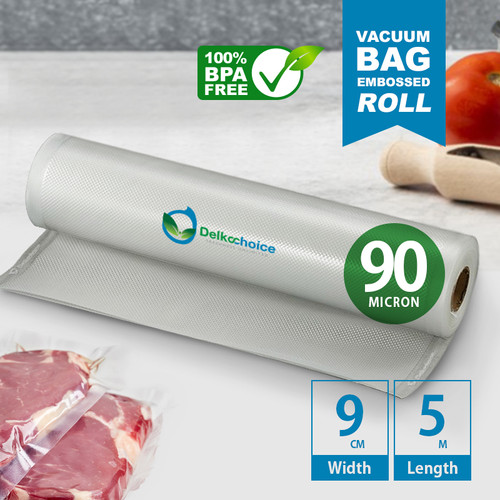 [EZO.9200024] Vacuum Makanan 9cm POLOS EMBOSS ROLL Plastik Vakum Roll BINTIK SMOOTH DELKOCHOICE