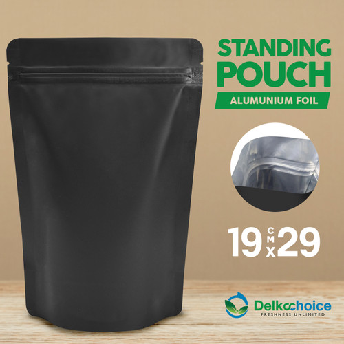 [EZO.9200083] Standing Pouch 19 x 29cm NON WINDOW METALIZE Plastik Klip Ziplock Aluminium Metalizing Foil DELKOCHOICE