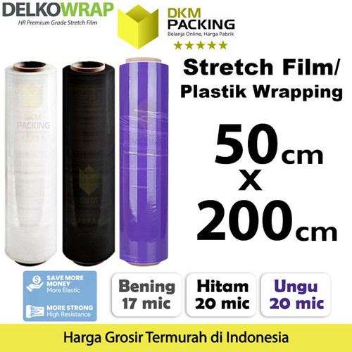 [EZO.9200090] Stretch Film 50cm x 200m Plastik Wrapping Wraping Pembungkus Barang DELKOWRAP / SATUAN