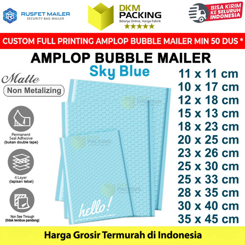 [EZO.9200105] Amplop Bubble SKY BLUE Envelope Bag Security Mailer Kantong Polybubble Packing Paket RUSFET