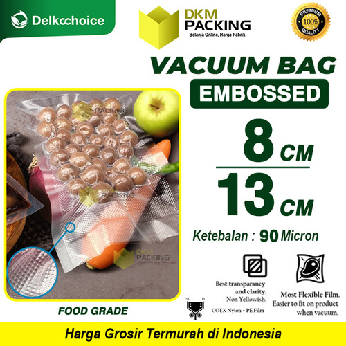 [EZO.9200127] Plastik Vacuum Bag 8x13cm EMBOSSED EMBOSS Plastic Kemasan Vakum Sealer Makanan Bintik DELKOCHOICE