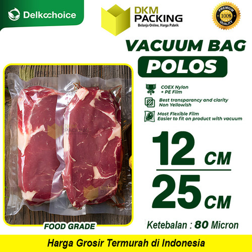 [EZO.9200132] Plastik Vacuum Bag 12x25cm POLOS Plastic Kemasan Vakum Makanan SMOOTH DELKOCHOICE
