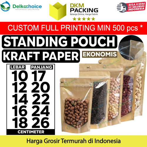 [EZO.9200728] Standing Pouch Clear Kraft Paper Ziplock Plastik Klip Makanan EKONOMIS