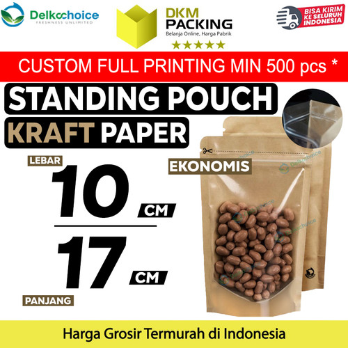 [EZO.9200733] Standing Pouch Clear Kraft Paper 10x17cm Ziplock Plastik Klip EKONOMIS
